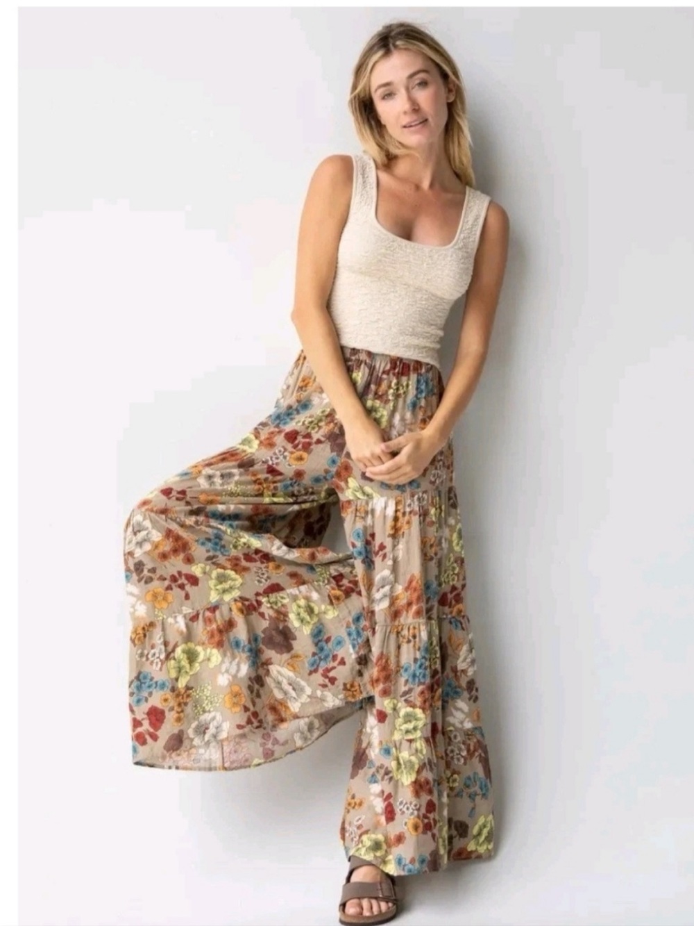NWT NATURAL LIFE Patti Palazzo Pant Wide Leg Floral Womens